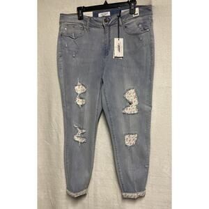 Judy Blue Watch Her Bloom Distressed Mid Rise Skinny Jean 18W NWT